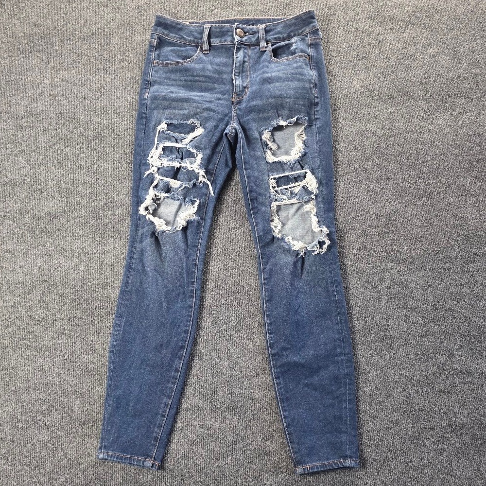 American Eagle 360 Next Level Stretch Distressed Skinny Jeans Womens‎ 4 Short